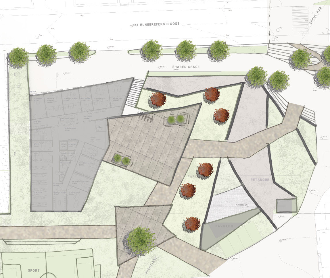 Aménagement du parvis de la nouvelle maison communale Frisange PALEA ARCHITECTURE DU PAYSAGE S.À R.L. 1