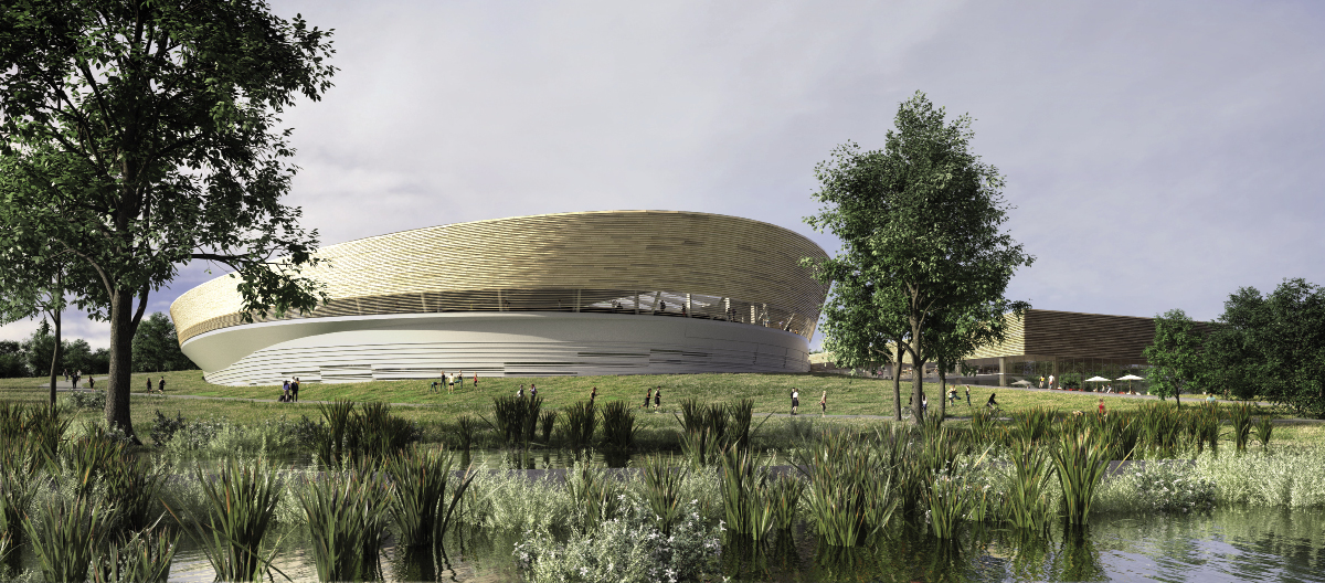 2018 Complexe sportif, piscine, vélodrome, Mondorf-les-Bains 2ème prix concours international – association momentanée Fabeck Architectes, Marc Mimram Ingénierie & Marc Mimram Architecture & Associés. Maître d’ouvrage : Administration Communale de Mondorf-les-Bains Fabeck Architectes ARCHITECTURE URBANISME 5