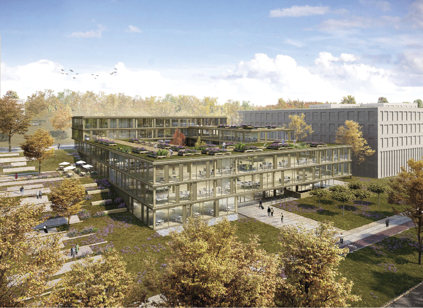 Bâtiment adminstratif, construction hybride bois Maître d’ouvrage: IKO Real Estate / BPI Urban Shaper WW+ ARCHITEKTUR + MANAGEMENT S.à R.L.