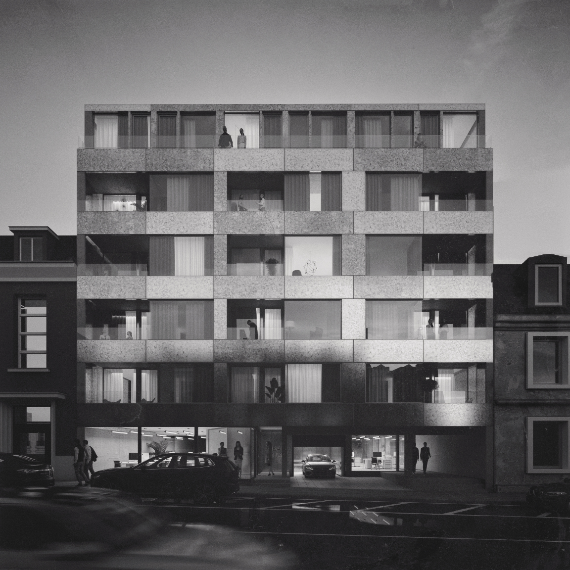 OBAN : massive urban bloc of 24 apartments, offices and services. Upcoming 2001 S.à R.L.