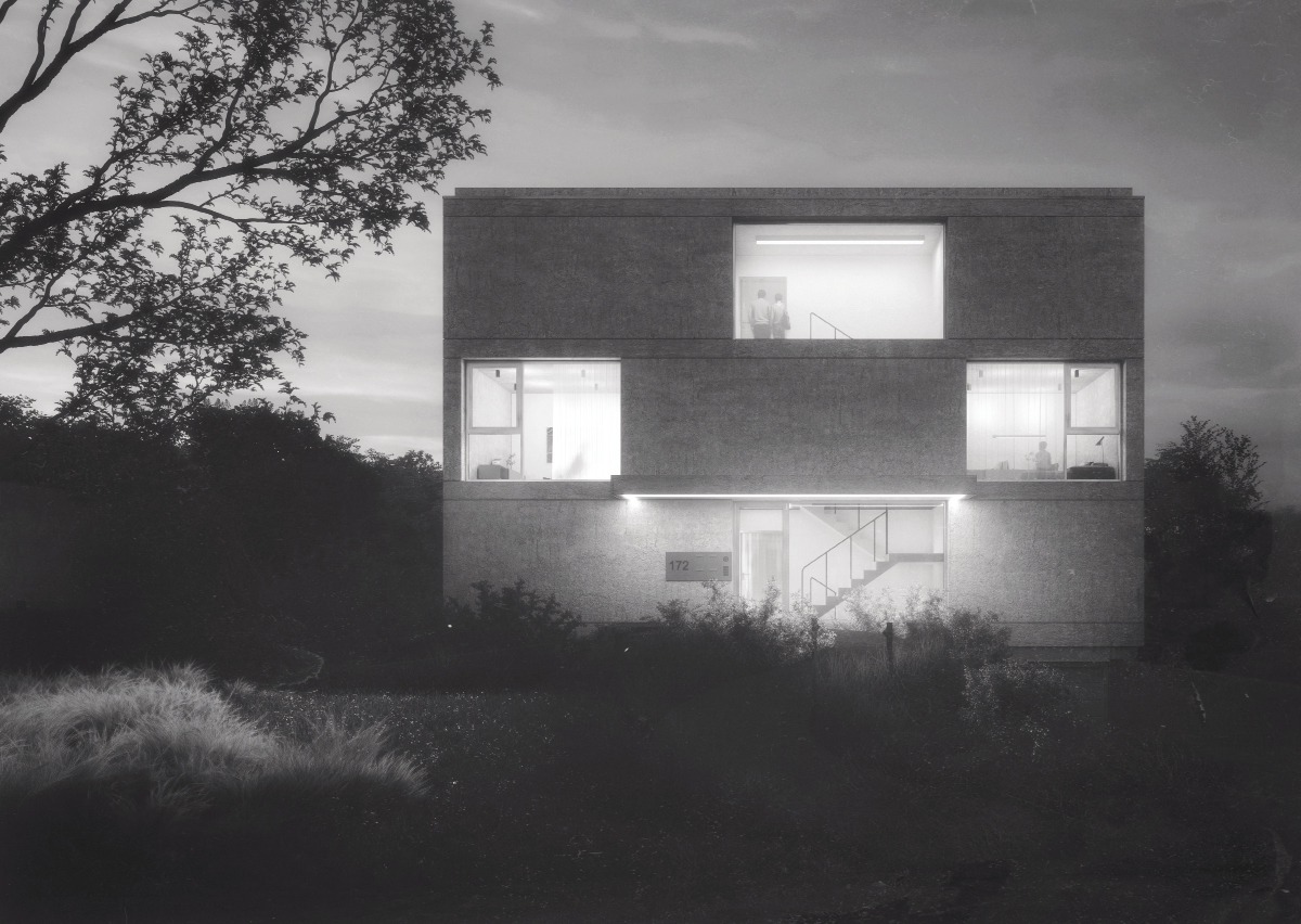 ORIA : suburban villa of 4 apartments, house of (concrete) cards. Upcoming 2001 S.à R.L.