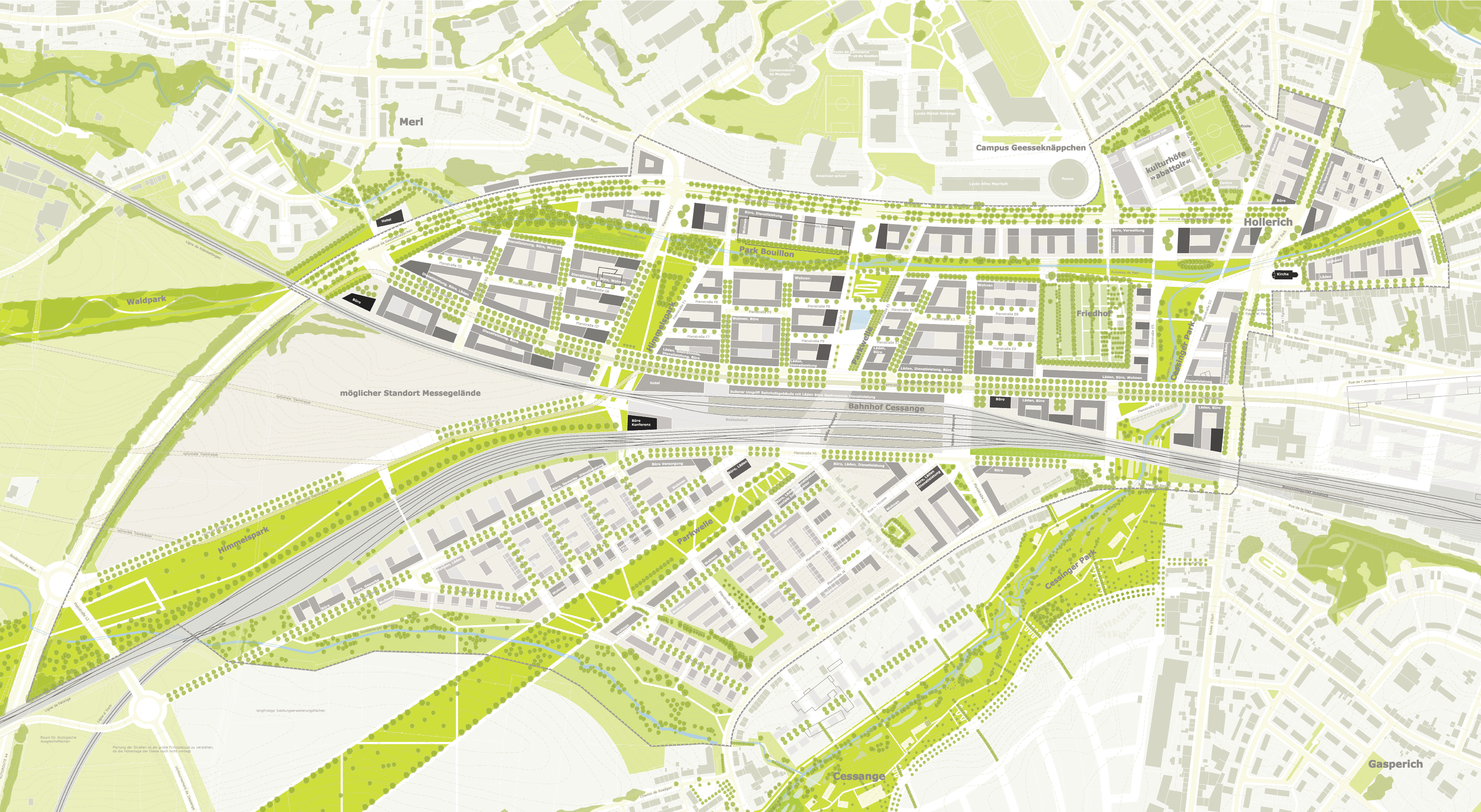 Plan directeur „Porte de Hollerich“ à Luxembourg, Ville de Luxembourg © Planungsgruppe PdH NICKLAS ARCHITECTES S.à R.L.
