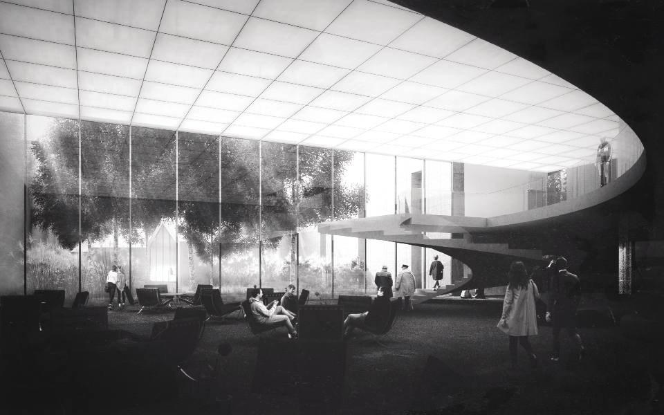 FINDELTERMINAL : transformation of an underground train station into sunken forest, hotel & services. Speculation 2001 S.à R.L.